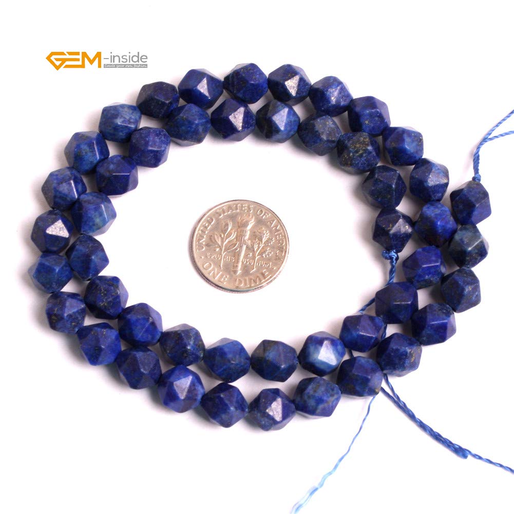 GEM-Inside 8mm Lapiz Lazuli Gemstone Loose Beads Faceted Cambay Crystal Energy Stone Power for Jewelry Making 15"