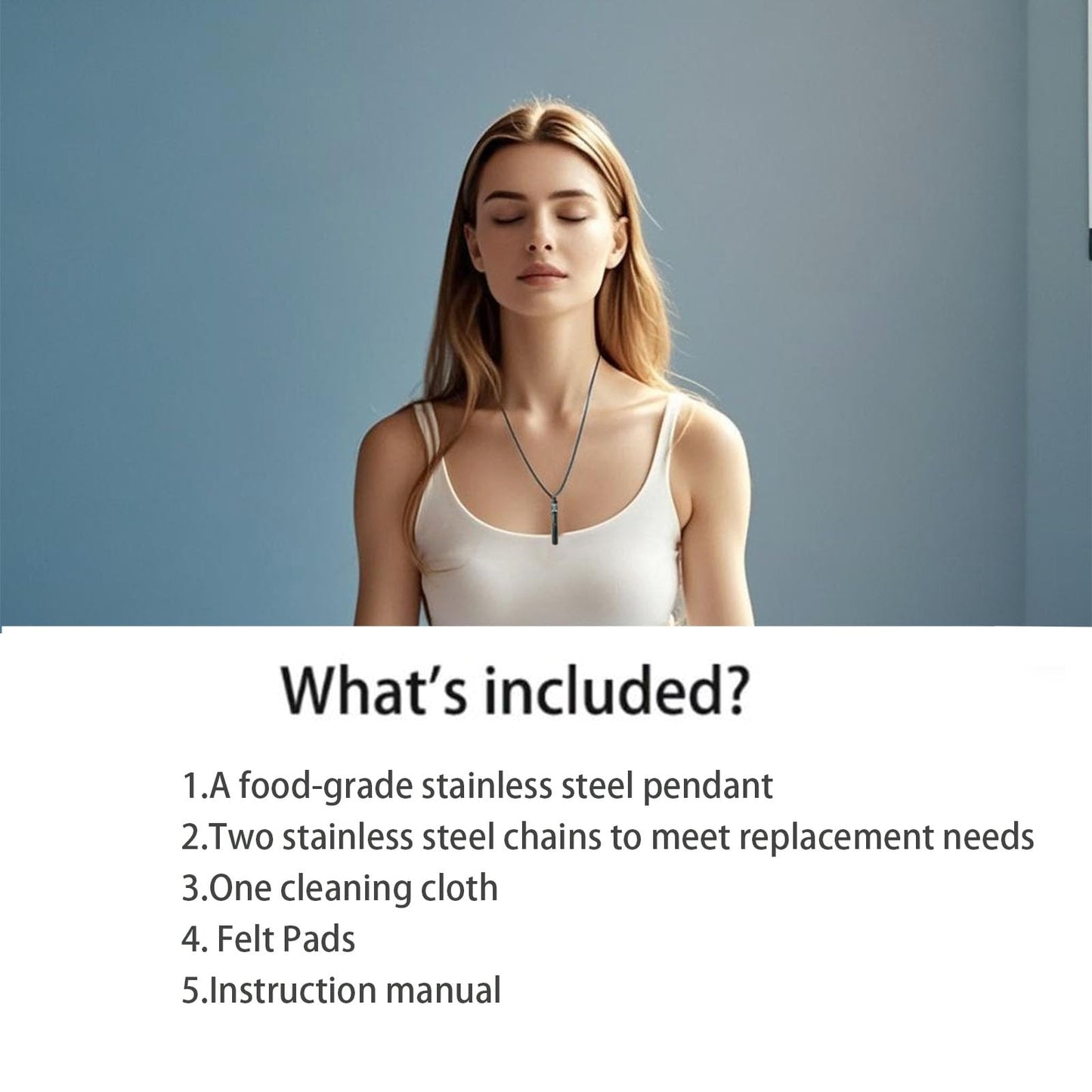 phaxud Stainless Steel Mindfulness Breathing Necklace for Anxiety Original Upgrades Multifunctional Breathlink with Essential Oil Diffuser Multifunctional Jewelry (A)
