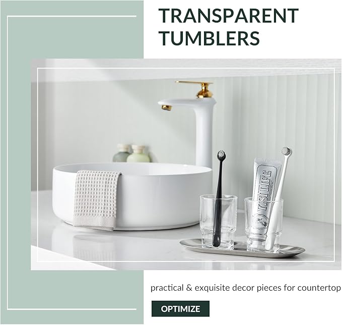 Toothbrush Holders for Bathroom, 2 Pack Transparent Glass Tumbler Cups, Modern Thick Glassware