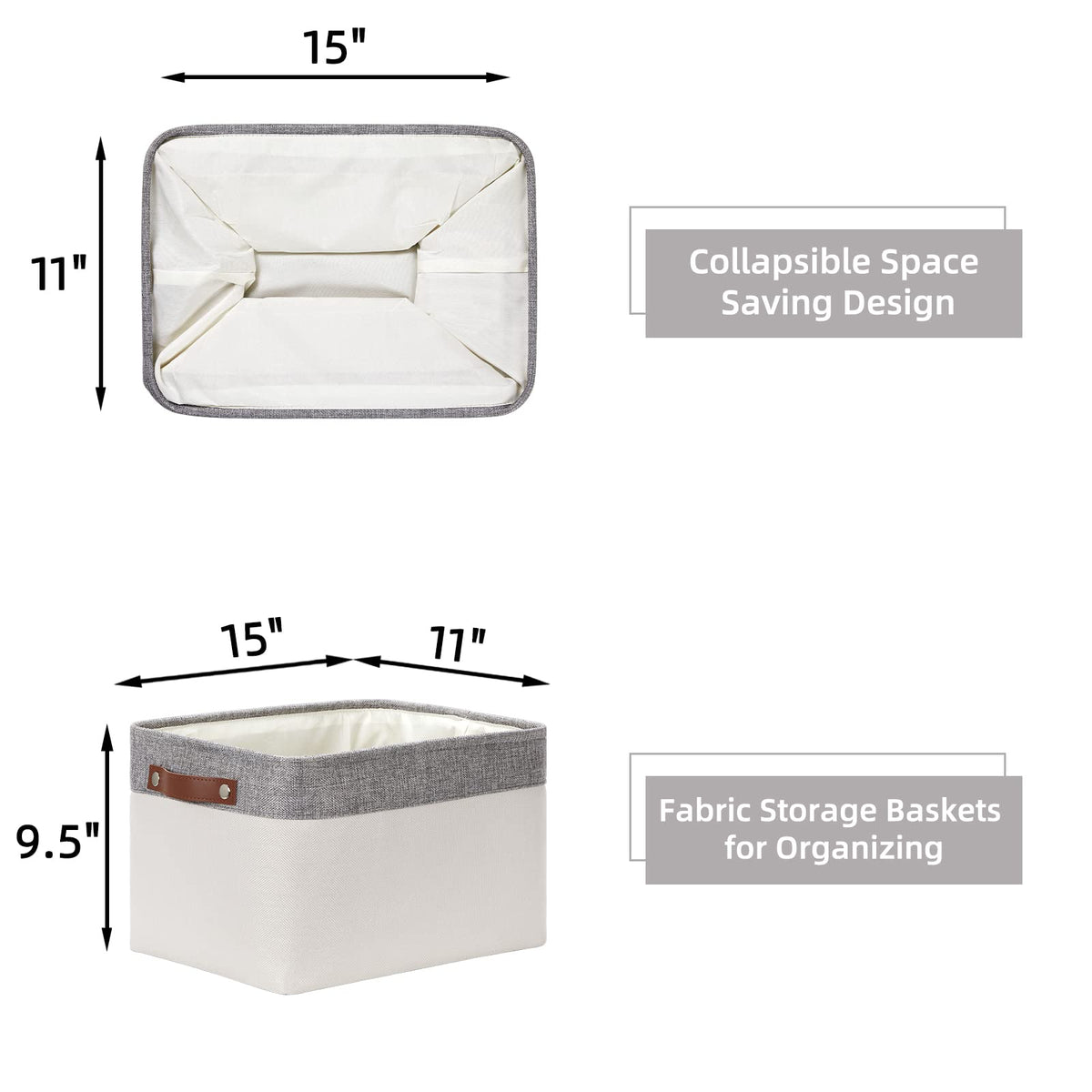 Large Storage Baskets for Shelves (3 Count)