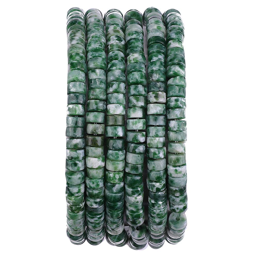 BEADIA Natural African Jade Spacer Beads Caps Loose Semi Gemstone for Beading Jewelry Making 4mmx2mm 38cm