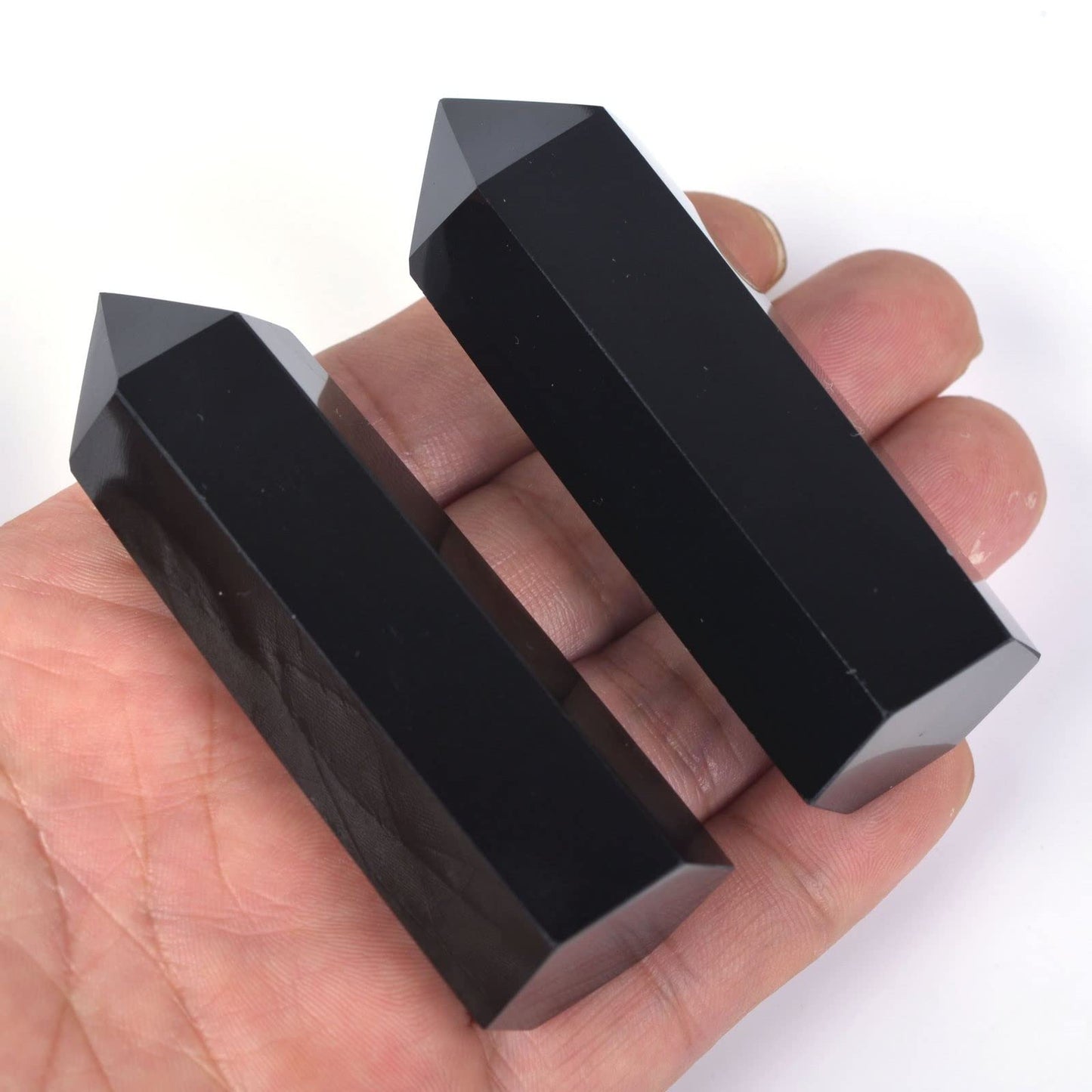 Large Black Obsidian Crystal Tower Healing Crystal Wand For Spiritual Use Hexagonal Point Reiki Chakra Gemstone Home Office Decor