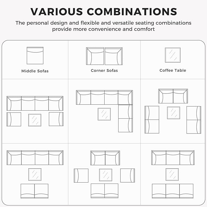 Grand patio 5-Piece Wicker Patio Furniture Set, Retro Outdoor Sectional Sofa with Water Resistant Blue Thick Cushions Coffee Table, Brown