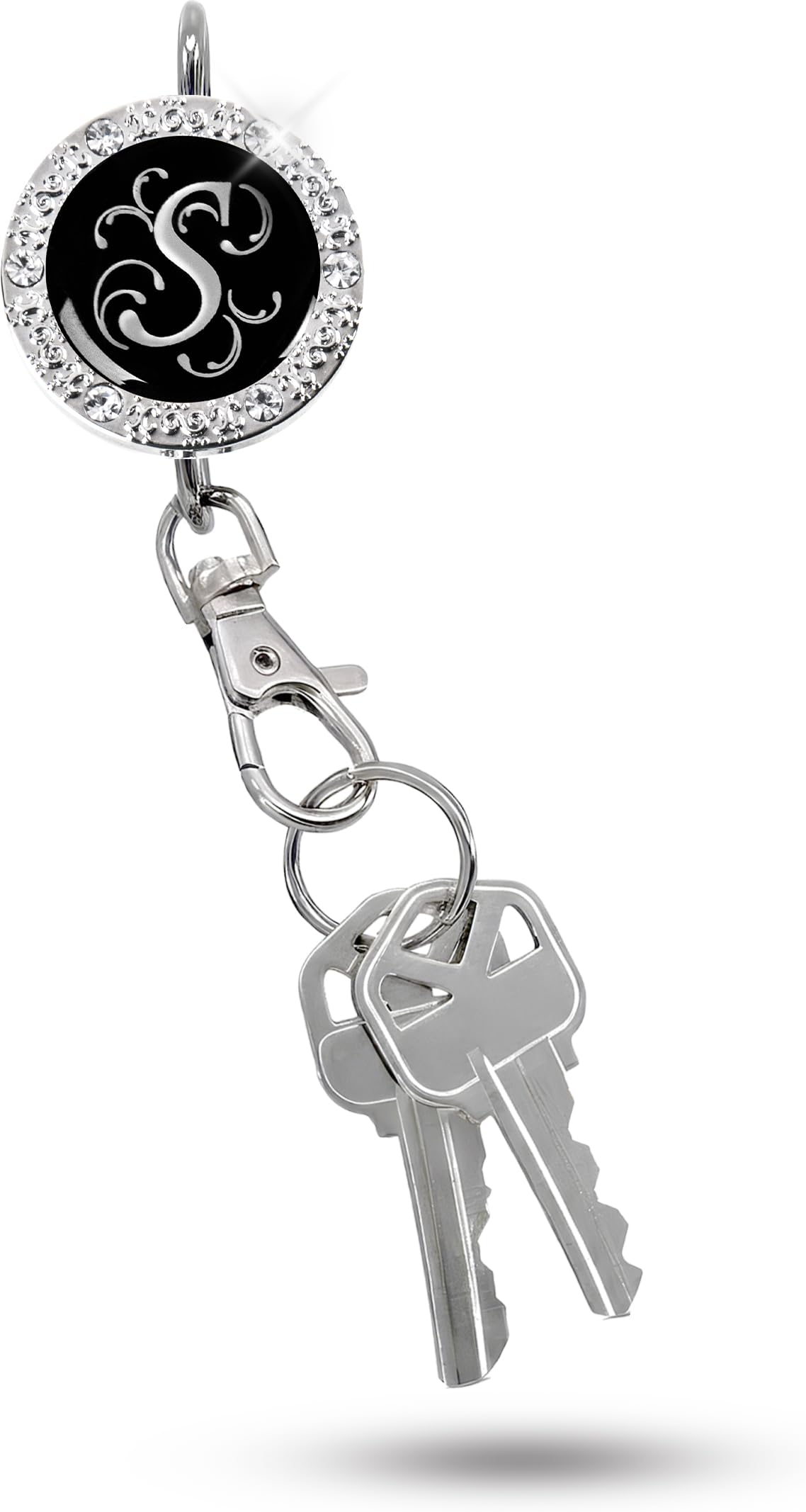 Women’s Bag Charm Key Finder, Car Keychain Hook, Cute Purse Organizer & Tote Bag Accessories, Gifts for Mom - Monogram S