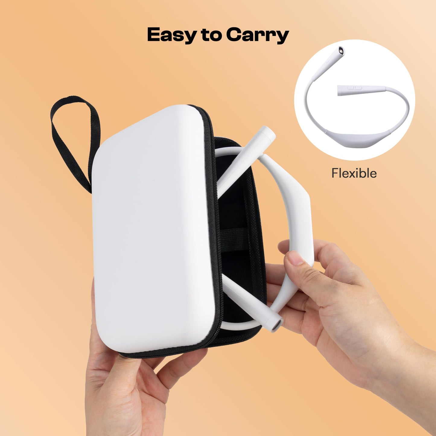 Caydo Knitting Light with Storage Bag, 4 Colors & 5-Step Brightness Neck Light, Book Light for Reading and Crocheting, Around The Neck Lights for Crafts, Rechargeable Knitting Crochet Light(White）