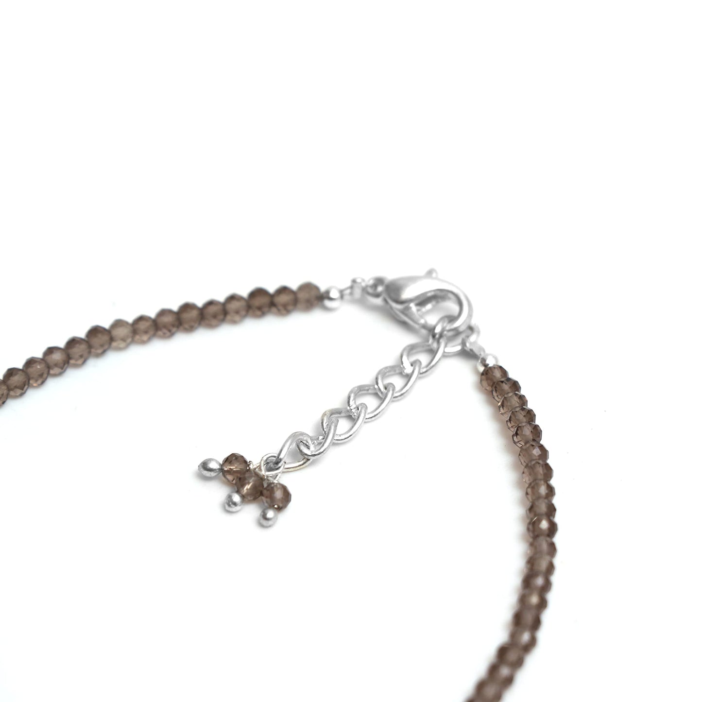Gempires Smoky Quartz Bracelet for Women | Handmade Dainty Gemstone Beaded Bracelet 2.5 mm | Adjustable Silver Plated Minimalist Jewelry | Lightweight Everyday Bracelet | Elegant Gift for Her