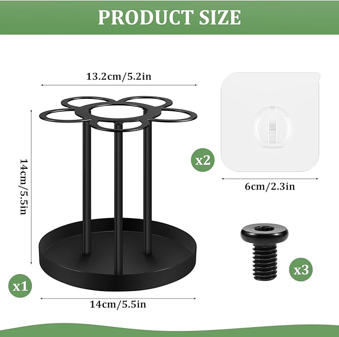Countertop Toothbrush Holders for Bathroom,Black Toothbrush Holder 5 Brush Slots 1 Toothpaste Slot,Bathroom Countertop Organizer for Family, Kitchen, RV