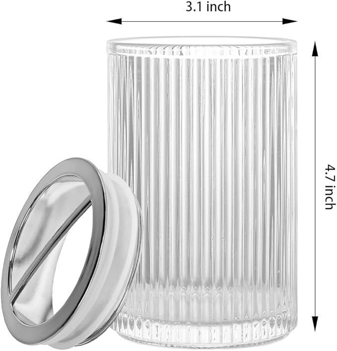 Clear Toothbrush Holders for Bathrooms, 2pcs Glass Toothbrush Holder and 12oz Bathroom Tumbler Cup Set, Silver Tooth Brush and Toothpaste Organizer for Bathroom Vanity Countertop