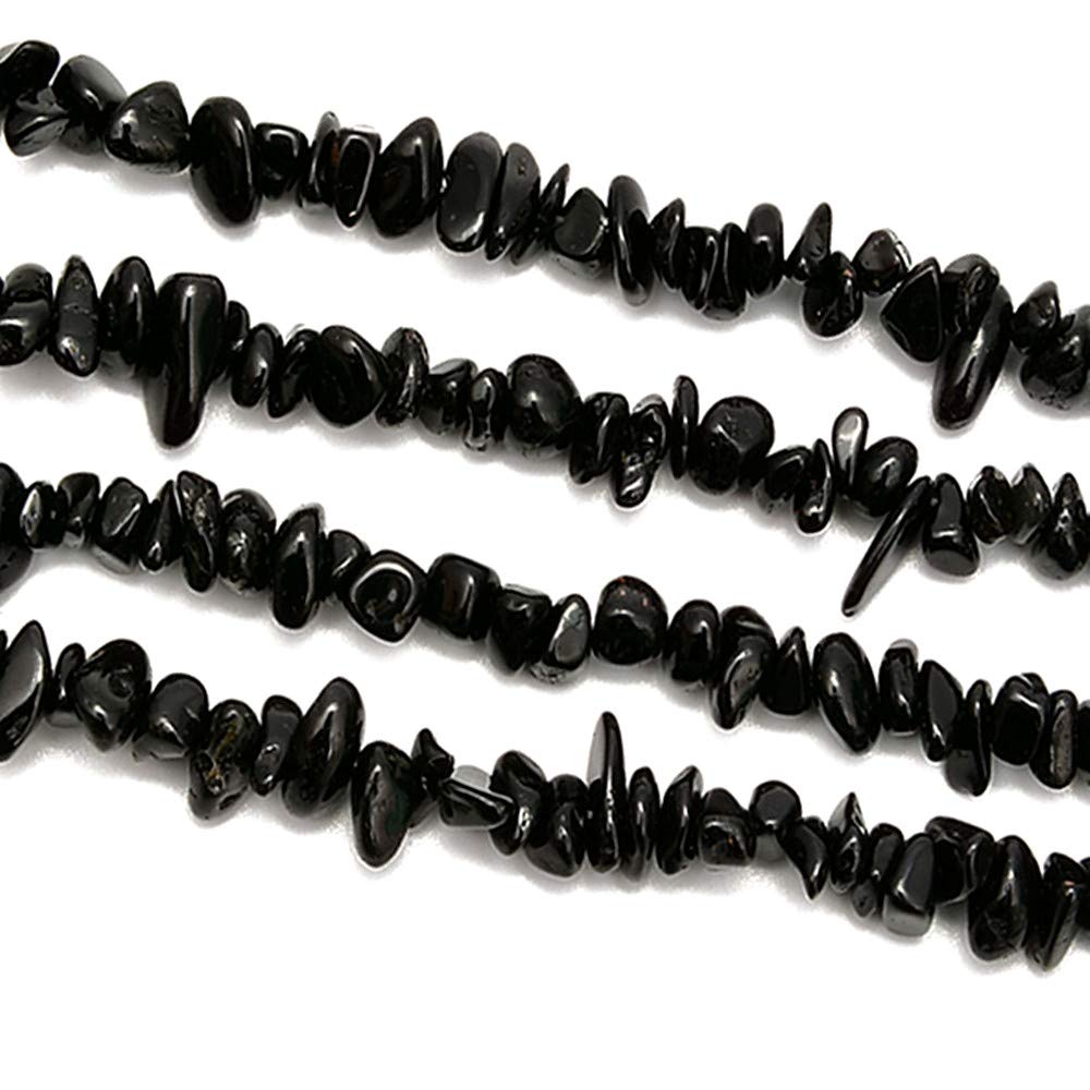 PLTbeads Gemstone Chips Natural Black Tourmaline 3-5mm Healing Crystals Waist Bracelets Necklace Kit Irregular Stone DIY Crafts Design Jewelry Making Approxi 32 inch