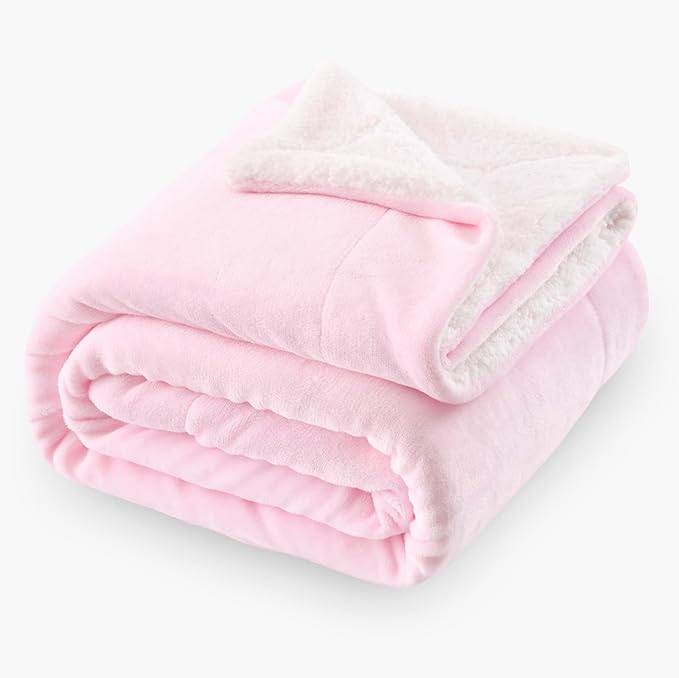 SOCHOW Sherpa Fleece Throw Blanket, Double-Sided Super Soft Luxurious Plush Blanket Twin Size, Light Pink, 60x80 inches