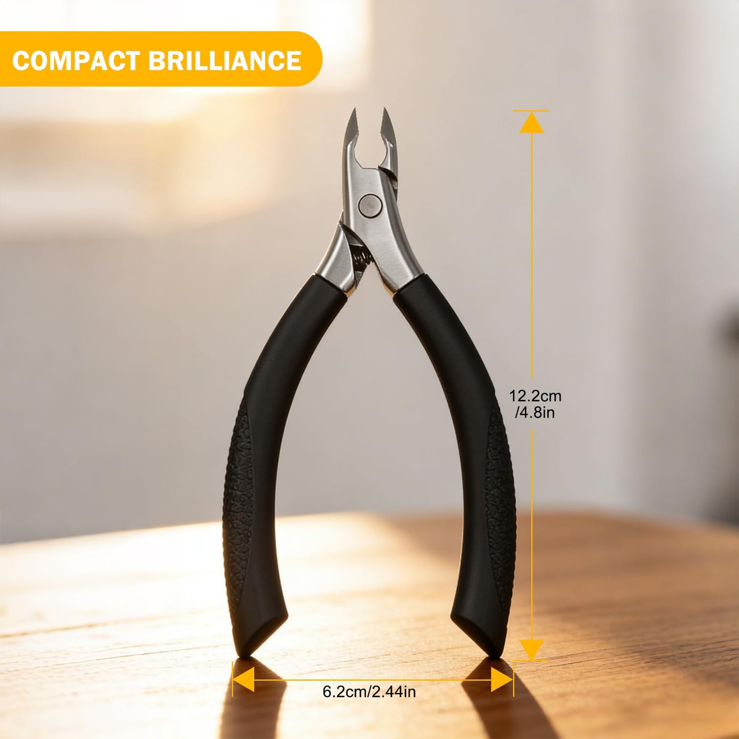 BEZOX Cuticle Clipper for Salon-Worthy Nails - Professional Half Jaw (5 mm) Cuticle Trimmers with Silicon Handle for Expert Manicures, Precision Cuticle Cutters Premium Nail Care Tool - Black