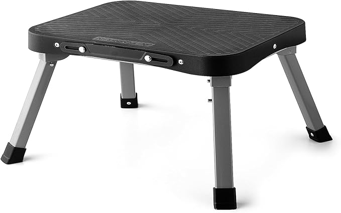 11" Folding Step Stool, Non-Slip 16x12 Large Platform, Portable Compact Sturdy 1-Step Stools for Kids Adults Seniors at Indoor Outdoor - Durable & Safe (11 inch, Black)