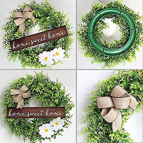 Artificial Christmas Garland Artificial Wreath Christmas Decorations Wreath Xmas Ornament Christmas Wreath Artificial Eucalyptus Leaves Wreath with Wooden Front Door CHRI