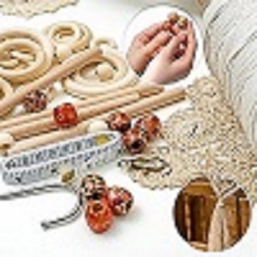 Macrame Kit for Beginners 227pcs – Macrame Wall Hanging Kit & Plant Hanger Kit, 225Y 3mm Cotton Cord, Wooden Beads Dowels Rings, DIY Craft Kit for Adults, Macrame Starter Kit Supplies