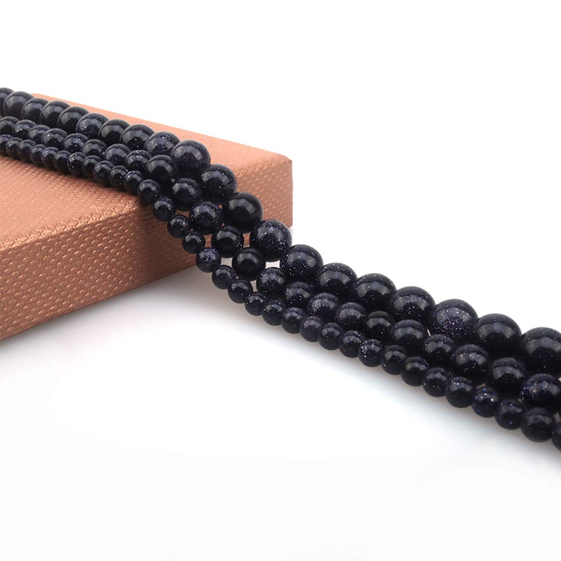 ICAI Beads 8mm Natural Blue Sand Goldstone Round Loose Stone Beads for Jewelry Making DIY Crafts Design 1 Strand 15" APPR.43-45pcs