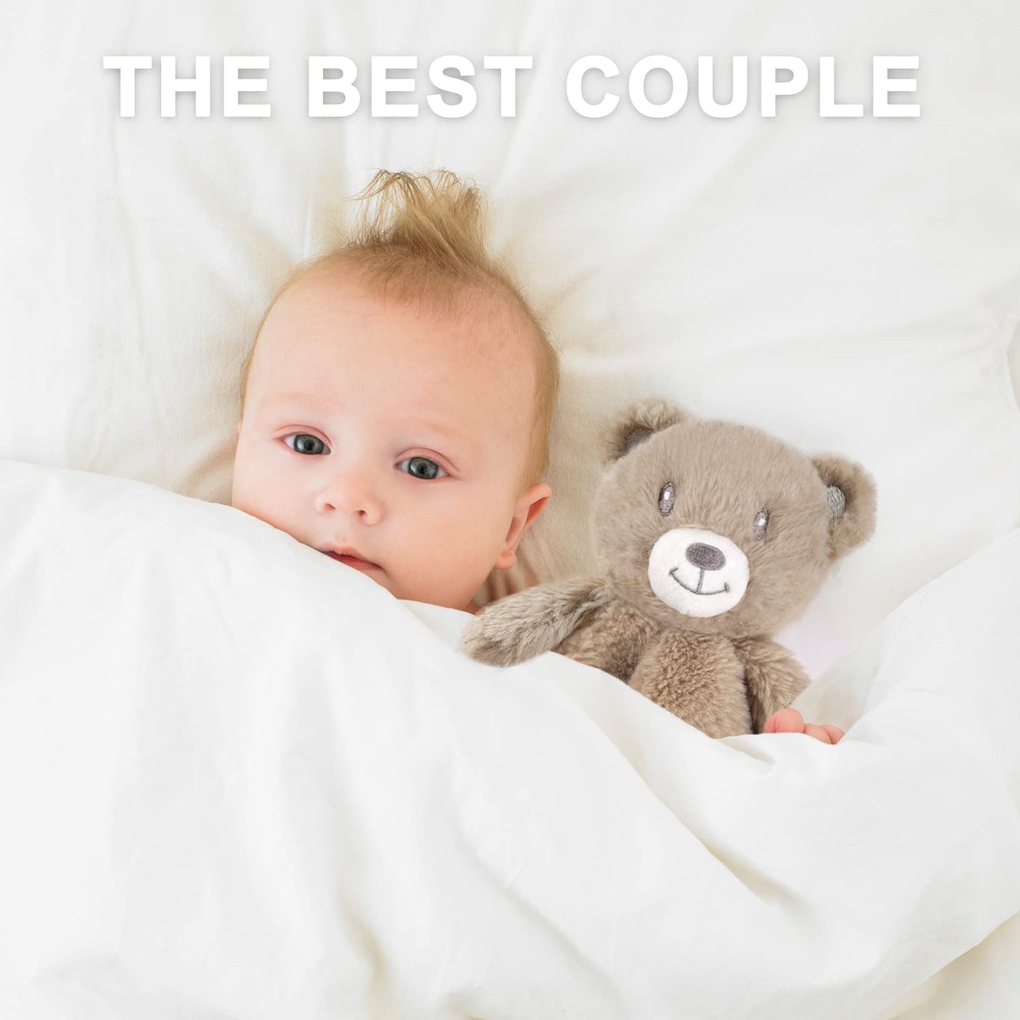 BEILIMU 2 Pack Bear Security Blanket Soft Baby Lovey Fluffy Blanket + Muslin Baby Blanket Unisex with Checkerboard Design Coffee