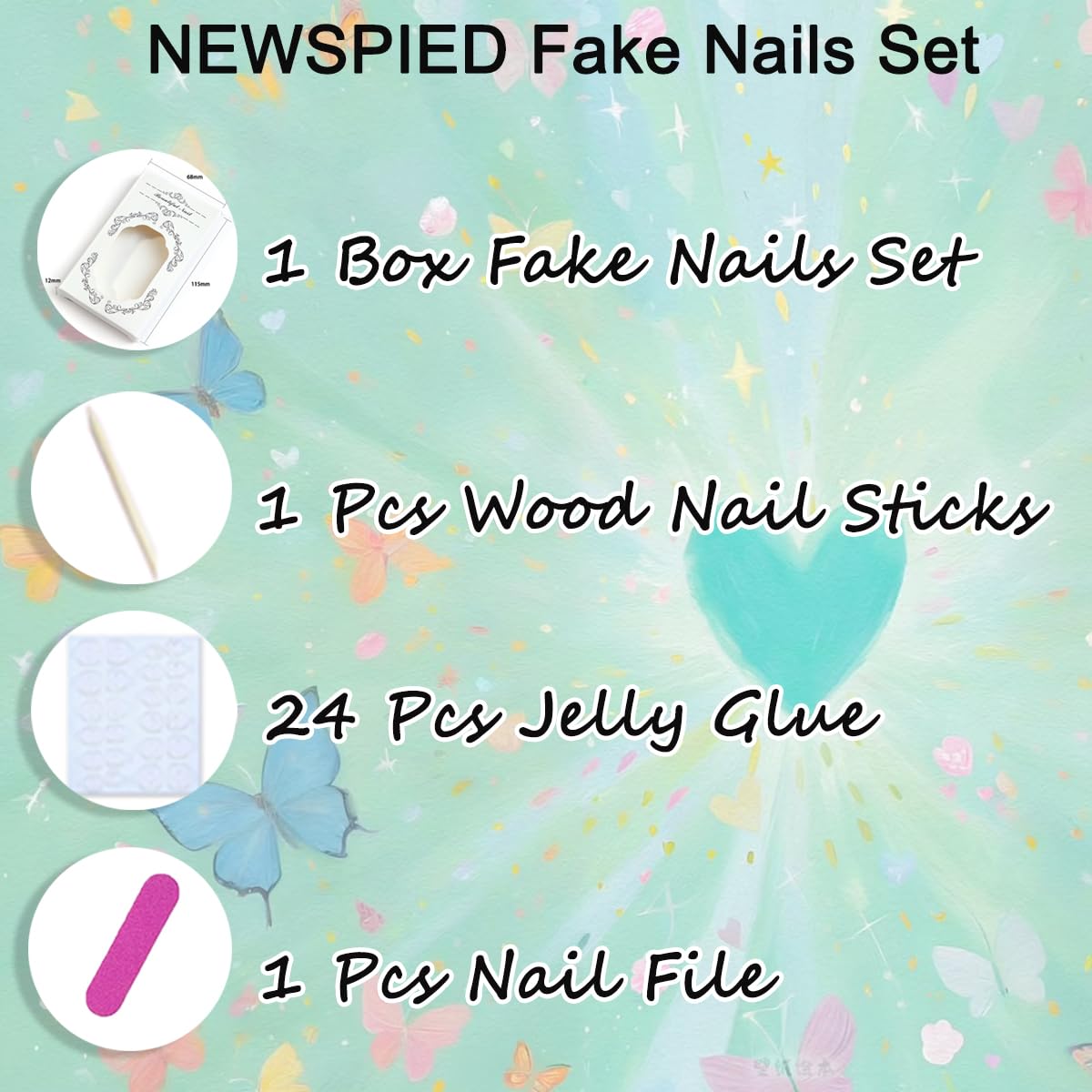 NEWSPIED Medium Almond Press on Nails Spring Summer Fake Nails with 3D Floral Koi Fish Lotus Designs Glossy Blue Green False Nails Cute Full Cover Artificial Acrylic Nails for Women DIY 24Pcs