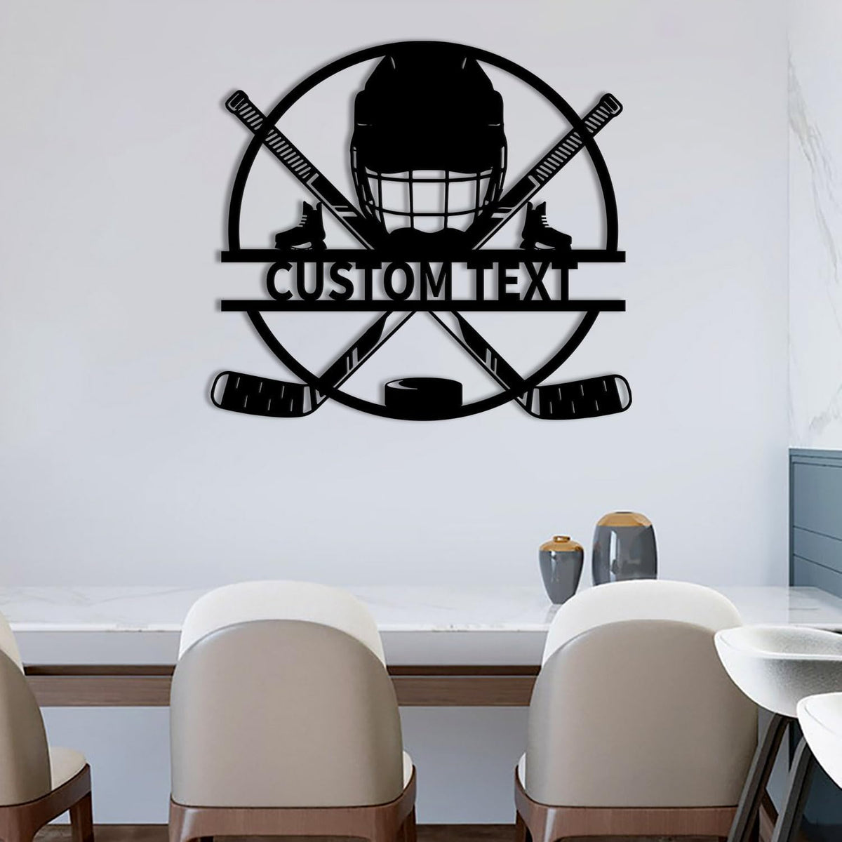 Custom Hockey LED Wall Sign – Personalized Ice Hockey Helmet & Sticks Neon Sign, 16-Color LED with Remote Control, Hockey Decor for Boys Room, Man Cave, Sports Fans