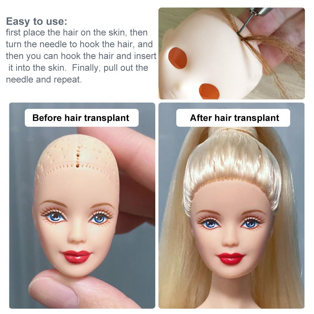 AHANDMAKER Doll Hair Rooting Tool Reroot Rehair Tools Alloy Rooting Needles Doll Making Kit Doll Hair Making Accessories for DIY Handle Doll OB BJD Wig