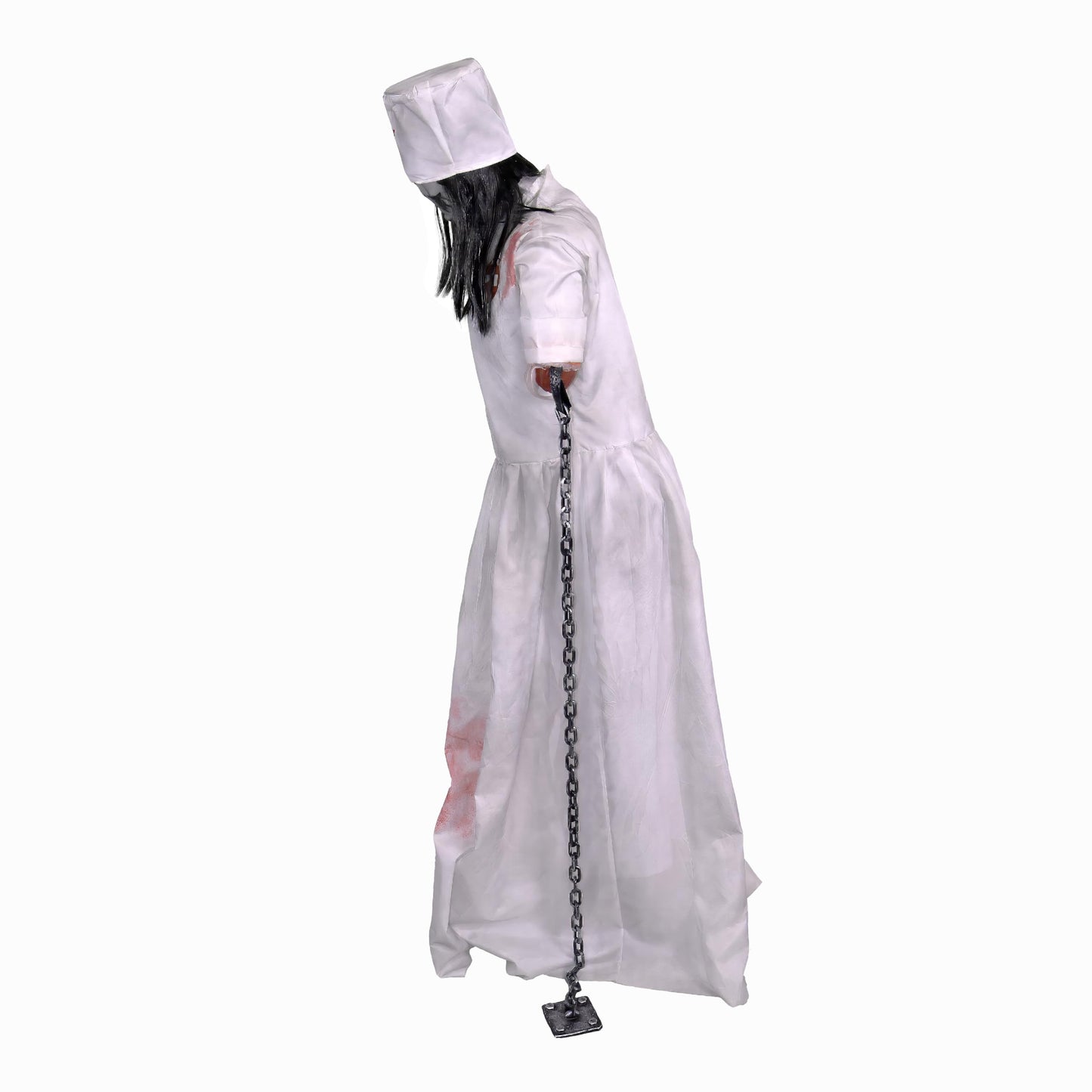 Haunted Hill Farm Life-Size 5.2-Ft Animatronic Convulsing Nurse by Tekky Halloween Decoration with Motion-Activated Sounds