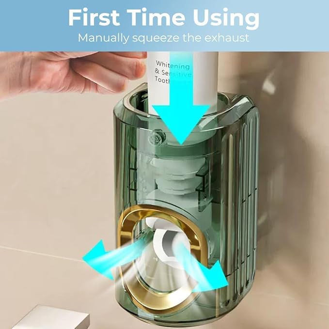 Light Luxury Toothpaste Squeezer, Automatic Toothpaste Squeezer, Toothpaste Dispenser, Household Wall Mounted Non-Punching Squeezer Toothbrush Holder Saves Toothpaste for Home (Color 02)