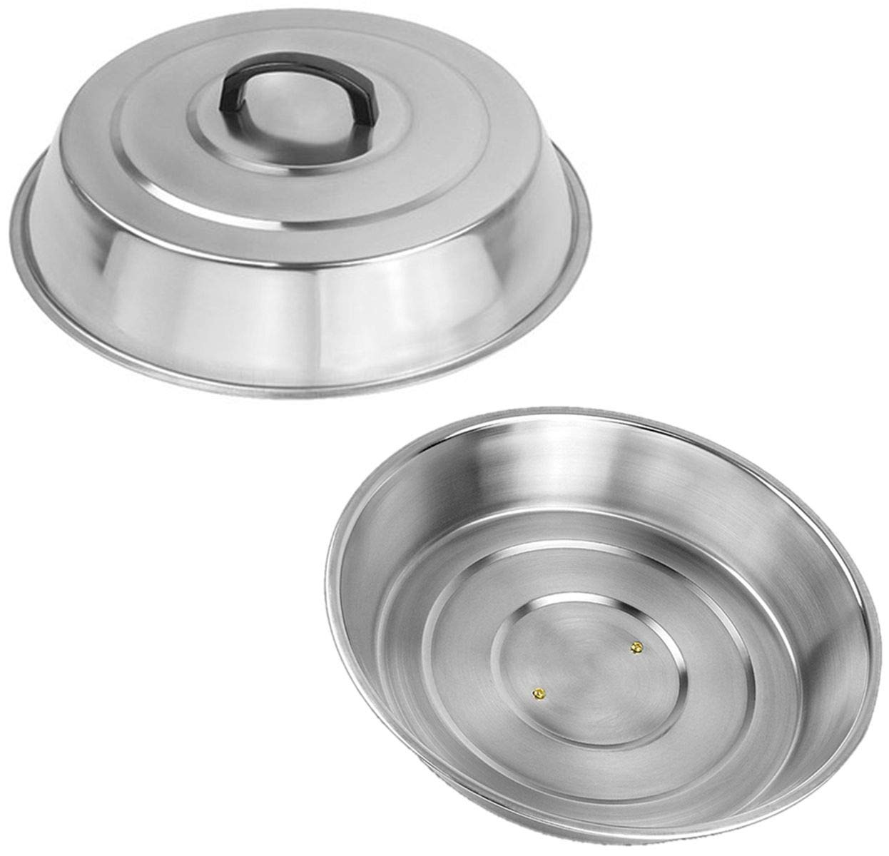 BBQ Accessories 12 Inch Round Stainless Steel Basting Cover - Cheese Melting Dome Round Cast Iron Grill Press Kit for Hamburger Bacon Steak, Best fits for Blackstone Camp Chef Flat Top Griddle Grill