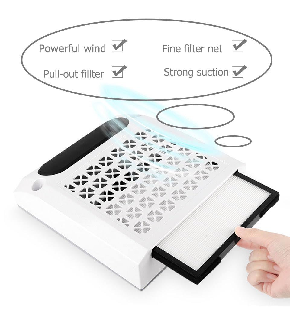 Professional 4 in 1 Nail Machine Supply 80W Strong Suction Nail Dust Collector with Drill Manicure Machine for Acrylic Nail, White