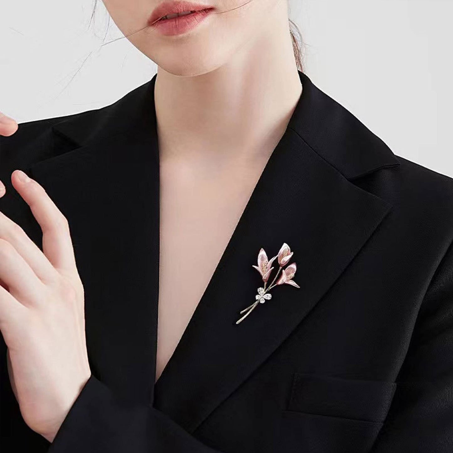 Seakuur Floral Elegant Red Rose Shape Brooch Pin for Women Mothers Day Accessory (F)