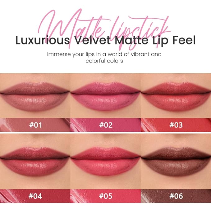 Maroon Matte Lipstick Crayon - High Pigment Creamy Formula, Waterproof Long Lasting, Smooth Glide Application, Non-Sticklipstick, Ultra Thin Lightweight, Velvet Matte Lip Feel for Women 06#