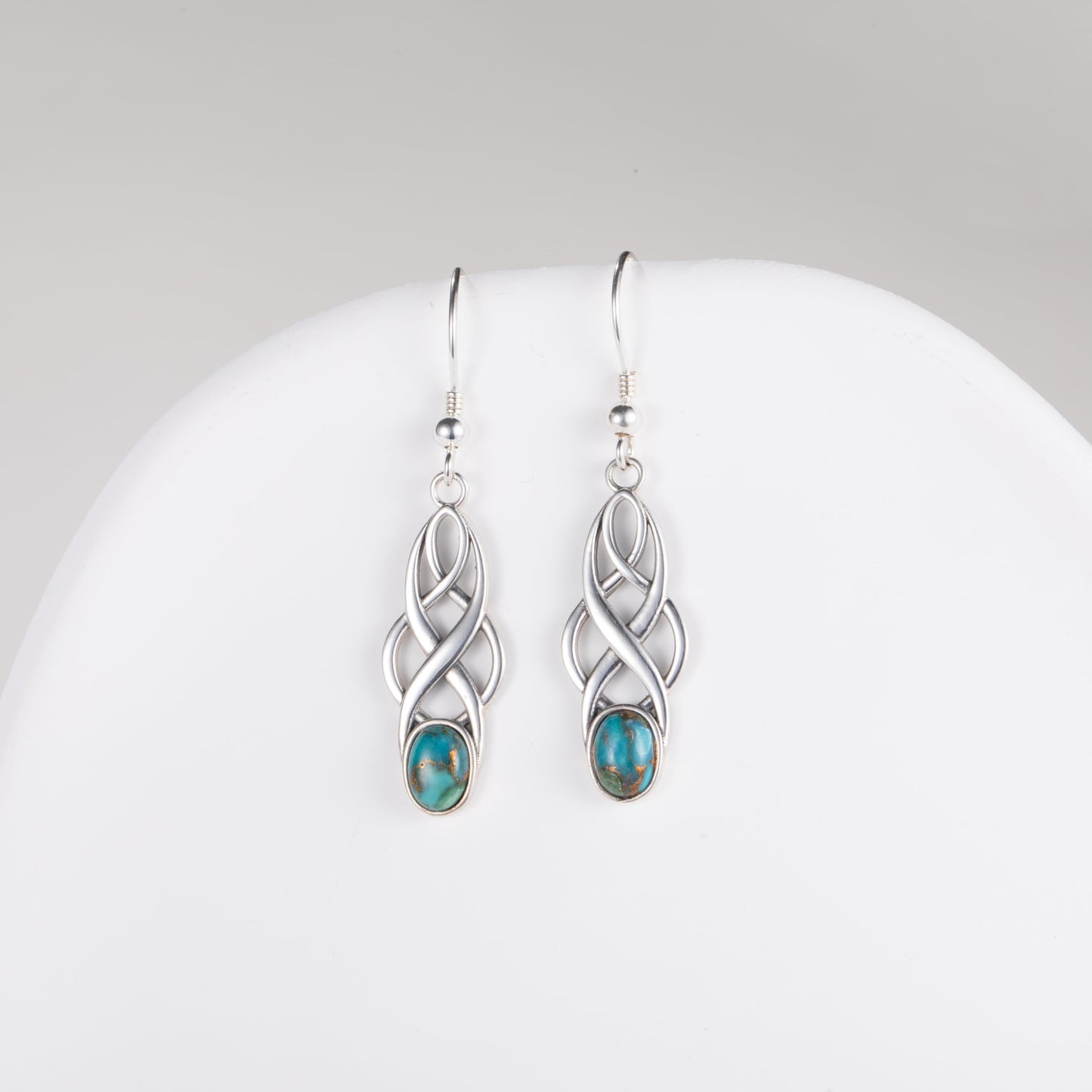 Tungstory Turquoise Earrings Sterling Silver Lightweight Celtic Dangle Earrings Celtic Jewelry for Women