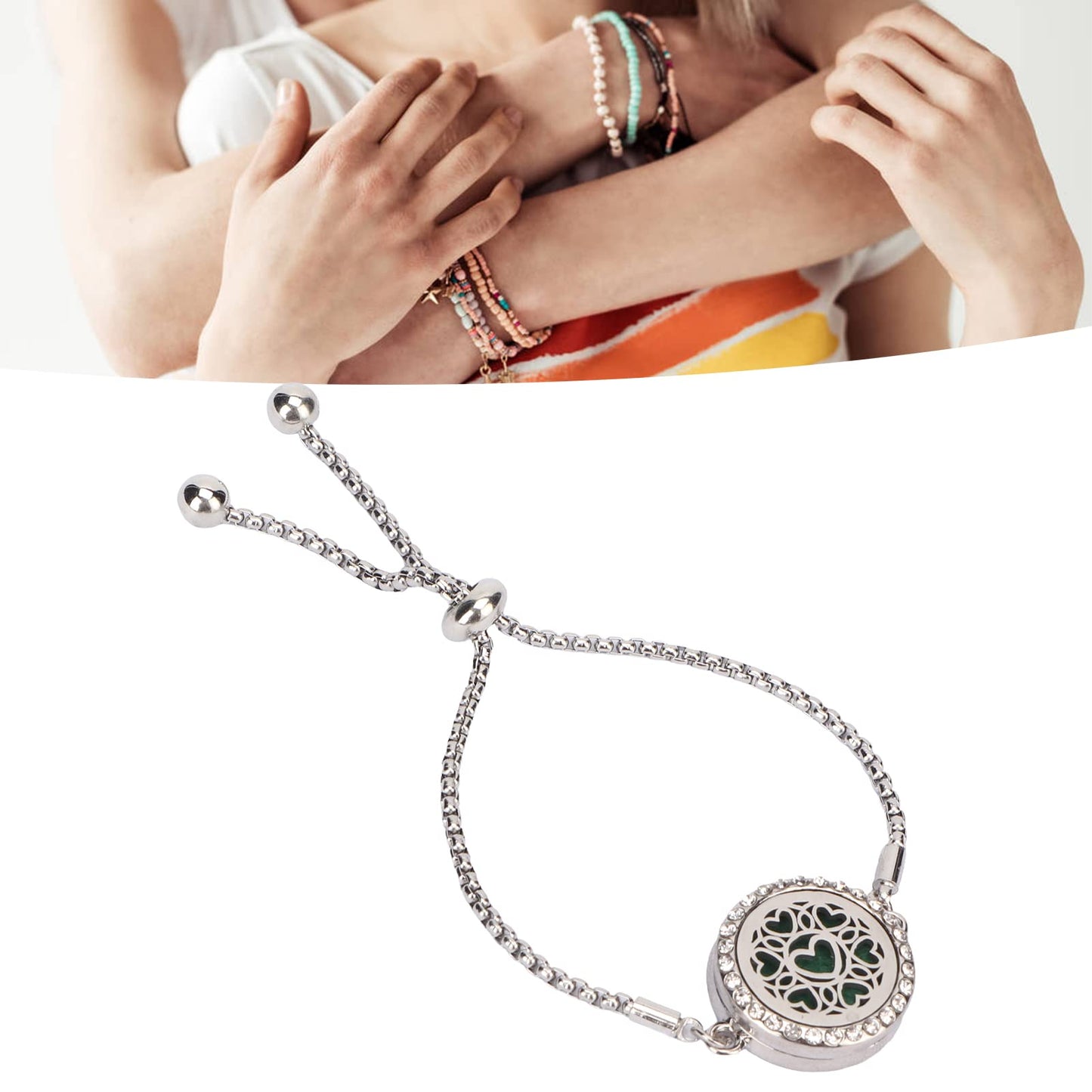 Aromatherapy Bracelet, Diffuser Bracelet Delicate Adjustable Hearted Pattern for Party