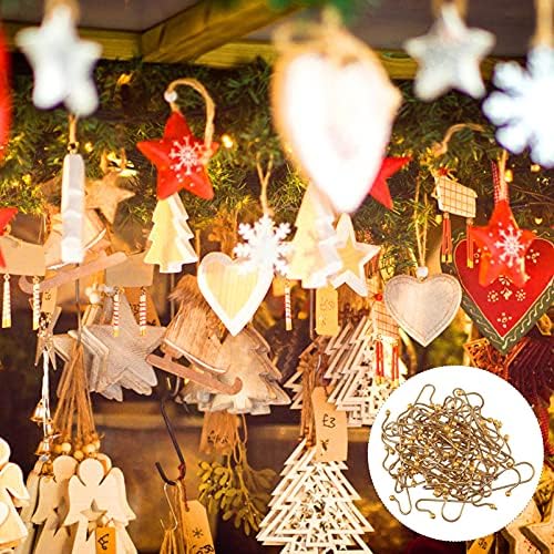 DOITOOL 40Pcs Christmas Tree Ornament Hooks Christmas Decoration Hanging Hooks Home Decor (Golden)