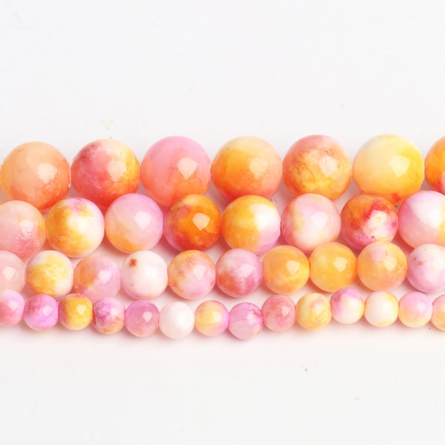Yochus 60pcs 6mm Orange&Pink Persian Jade Energy Healing Round Bulk Gemstone Beads for Jewelry Making Bracelet Necklace Earring DIY