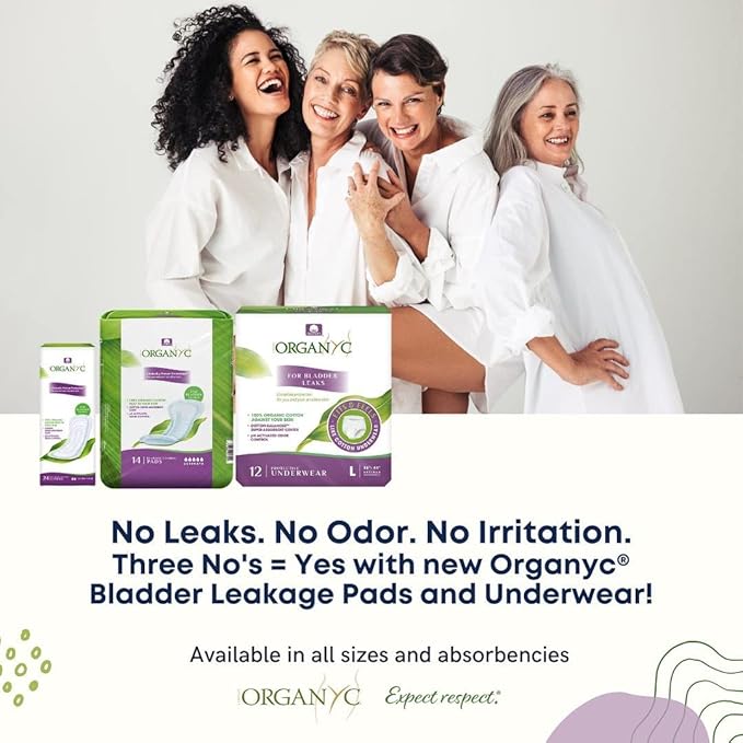 Organyc Certified Organic Cotton Liners for Incontinence, Certified Odor Control, Free from Perfumes, Dyes, Plastics, and Chemicals, Ultra-Thin, 96 Count