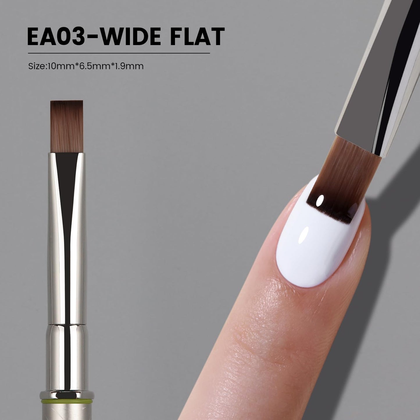 YOKEFELLOW EliteAlly Large Flat Nail Art Brushes, Wide Head Nail Brush for Easy Powder, Gel Nail Polish, Extension Gel Smooth Application Professional Nail Tool(EA03 WIDE FLAT)