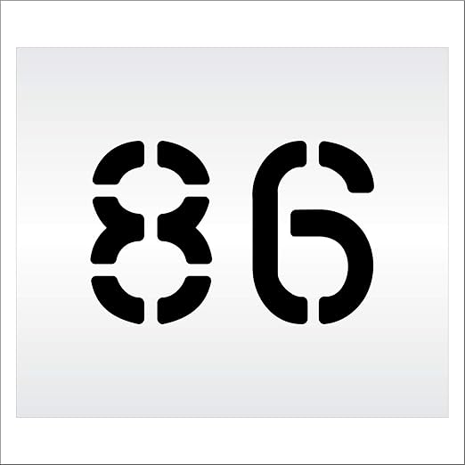 Pavement, Curb, and WheelStop Stencils - 6 inch Double Number Stencil - (86) - 6" x 9" x 1/8" (128 mil) - Pro-Grade