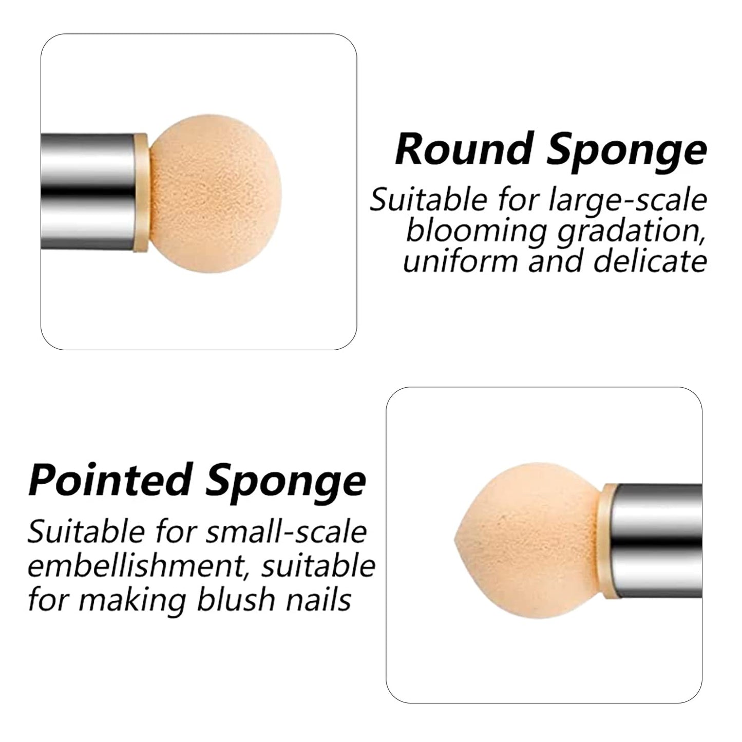 SILPECWEE 4pcs Ombre Nail Brush Nail Sponge Pen Ombre Brush for Gel Nails Acrylic Nail Art Brushes Fan Nail Pen Nail Brushes for Nail Art Design Tools with 4pcs Replaceable Sponge Head