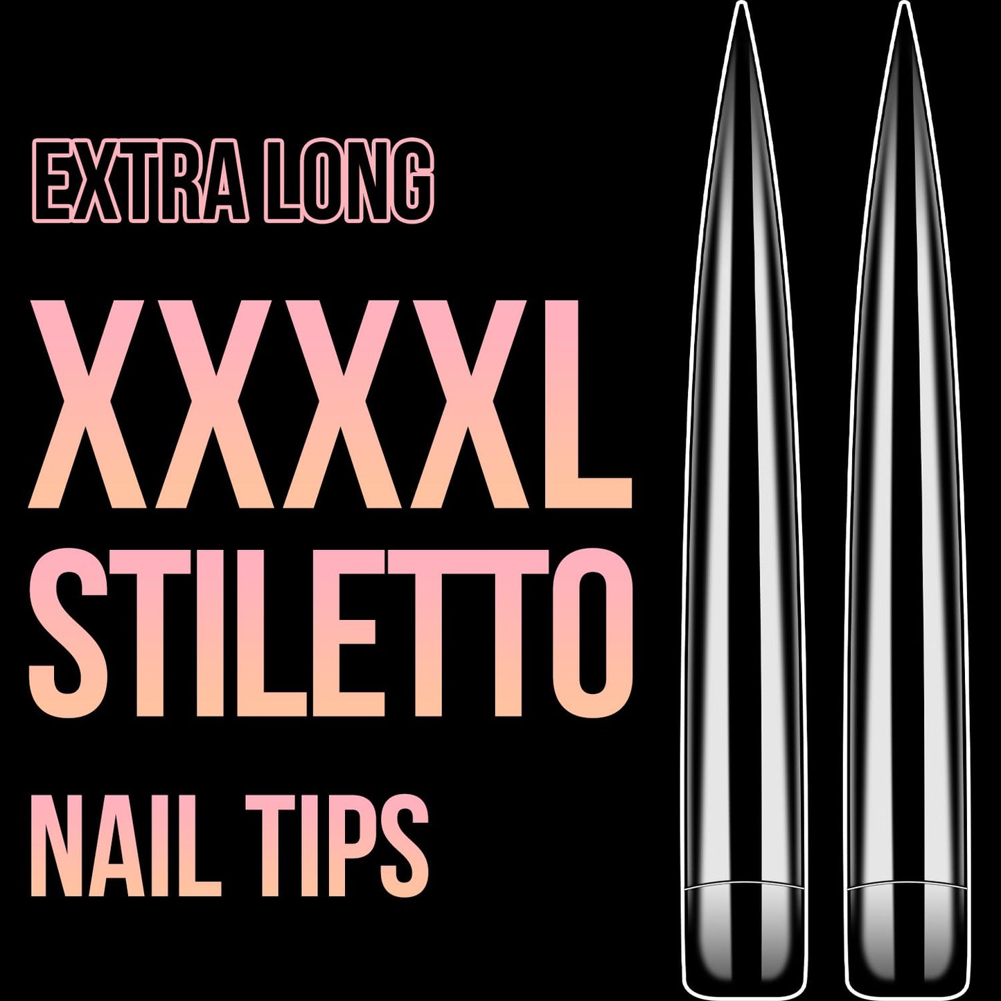 XXXXL Extra Long Nail Tips, BORNBYME Clear Stright Stiletto Nail Tips Acrylic Full Nail Tips 120 PCS