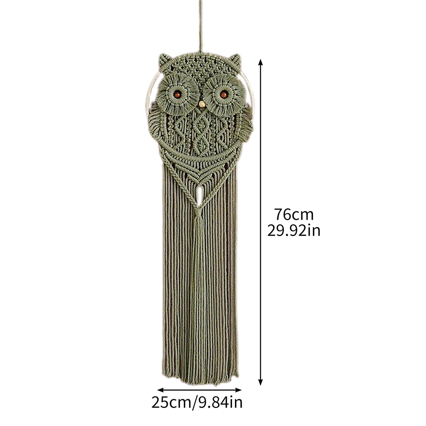 Tissting Cotton Macrame Owl Wall Art - Hand-Woven Boho Decor for Bedroom, Living Room Nursery with Easy Hanging, Housewarming Gift