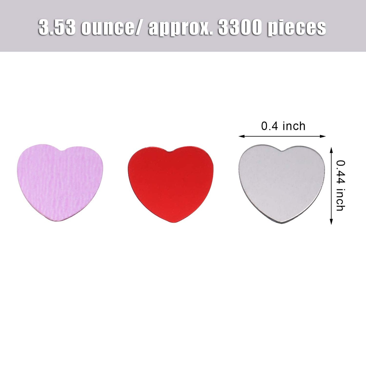 Tatuo 100 Gram Metallic Heart Confetti Heart Sequins for Valentine‘s Day Wedding Craft Party Favor, 3 Colors, 10 mm