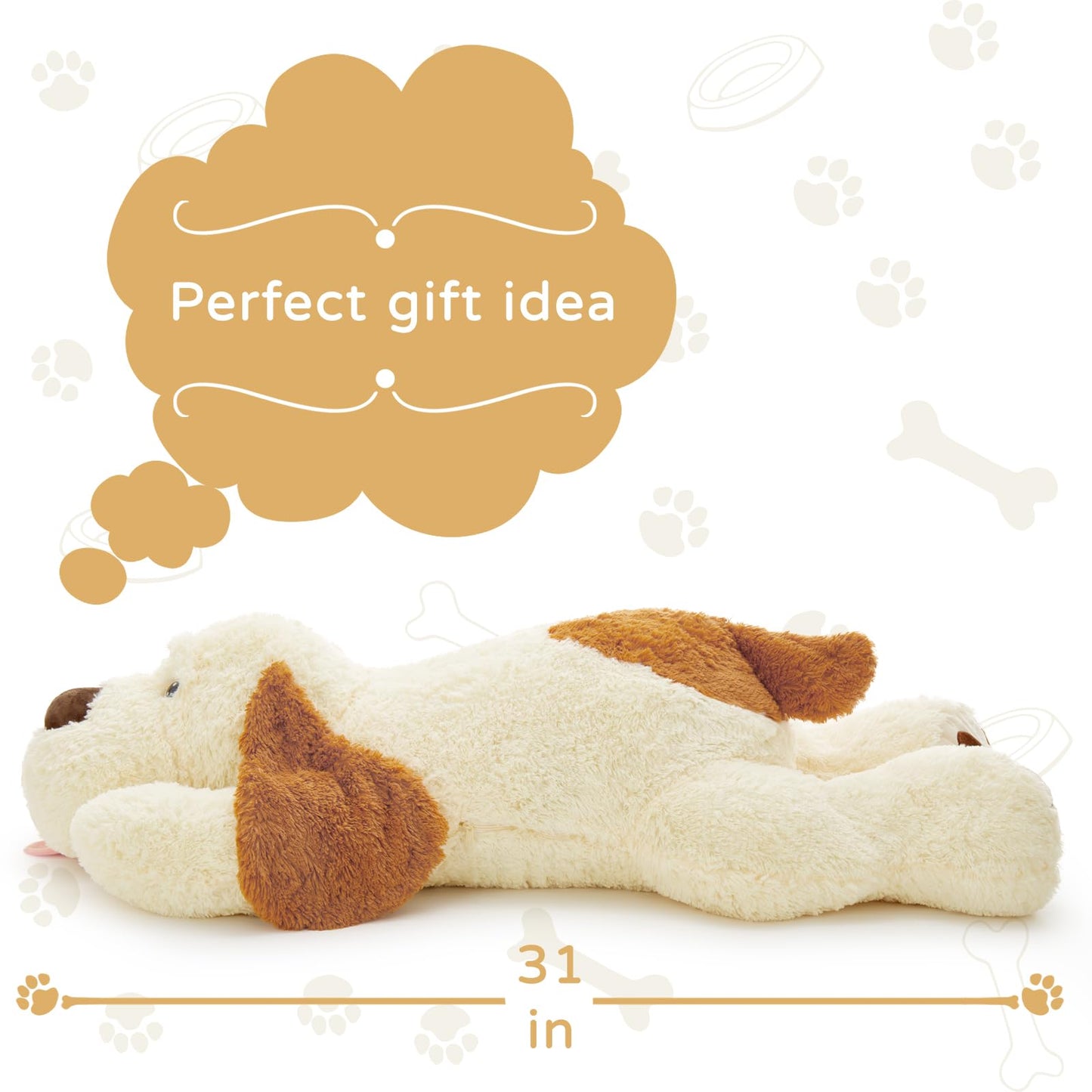MaoGoLan Giant Stuffed Puppy Dog Big Plush Extra Large Stuffed Animals Soft Plush Dog Pillow for Girls Kids 31 inch