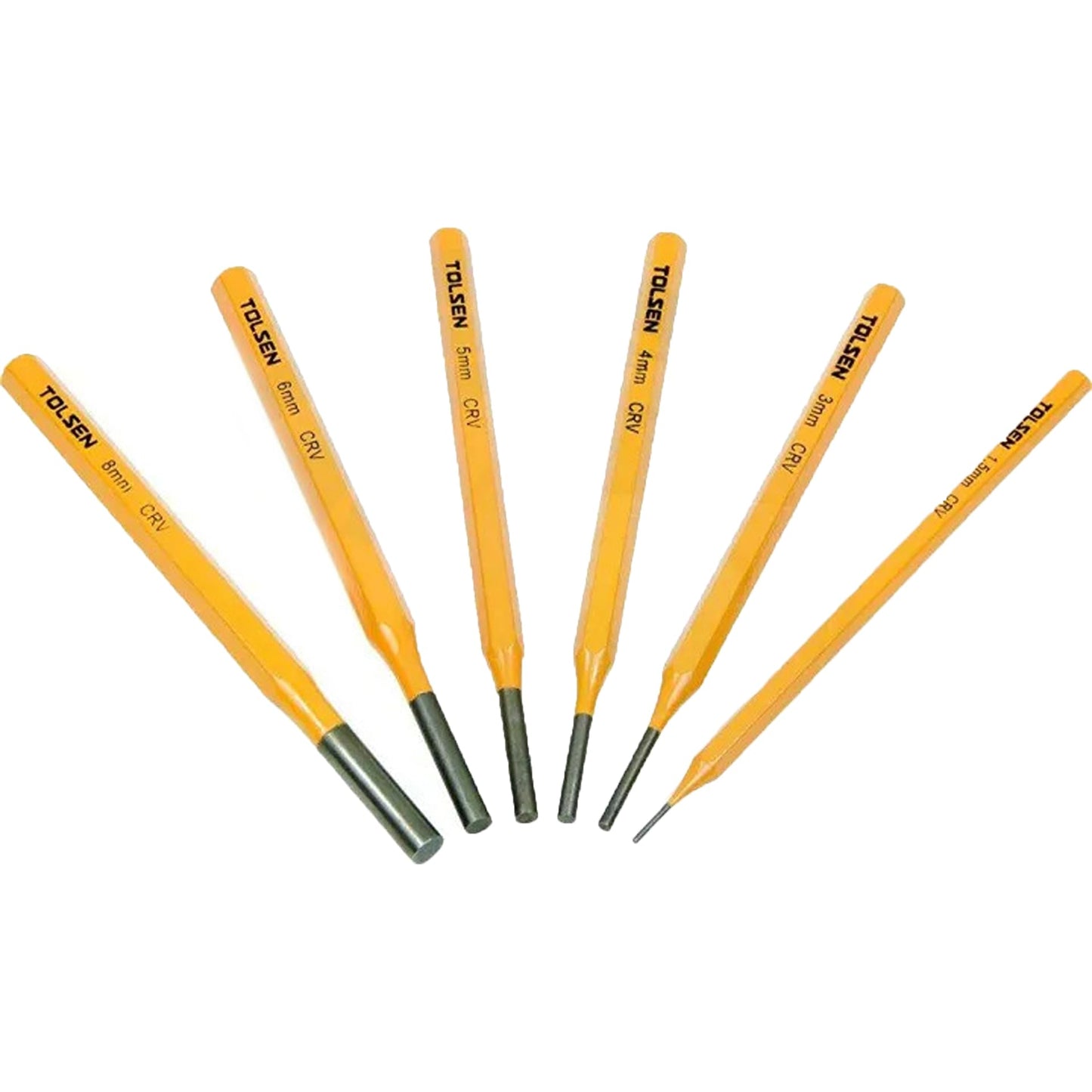 TOLSEN 6pcs Professional Steel Vanadium Heavy Duty Nail Punch Tool Set & Case