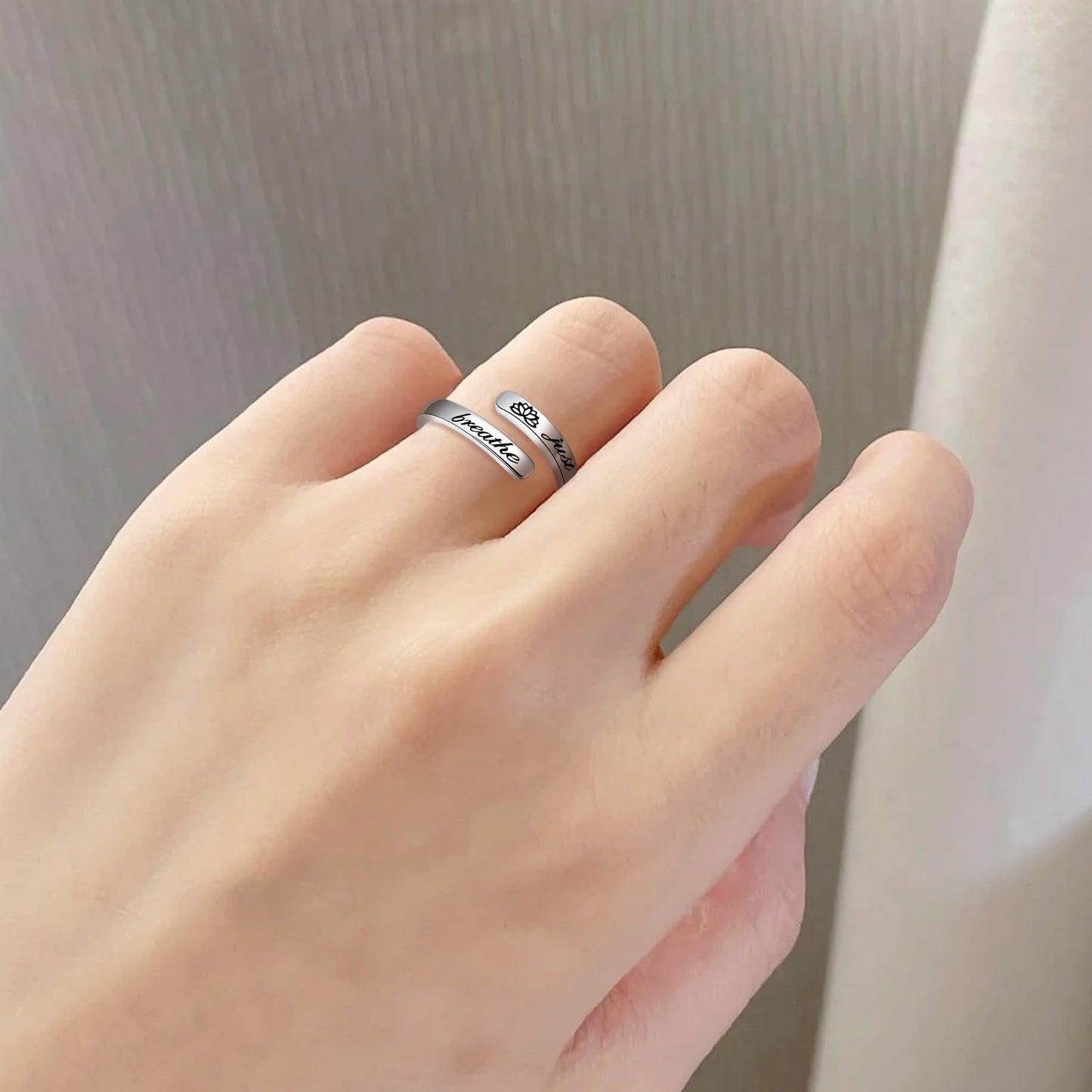 S925 Sterling Silver Inspirational Jewelry Rings Adjustable Ring Personality Encouragement Gift for Teens Women