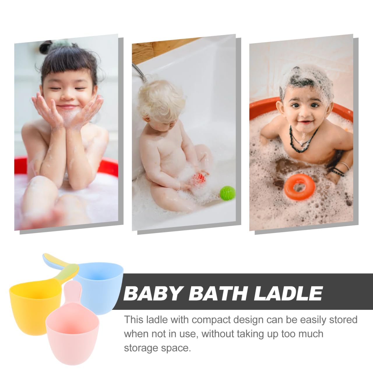 CHILDWEET 3pcs Bath Ladle Multi-purpose Water Scoops for Portable Water Dippers for Bathing Rinsing and Essential Bathroom Utensils