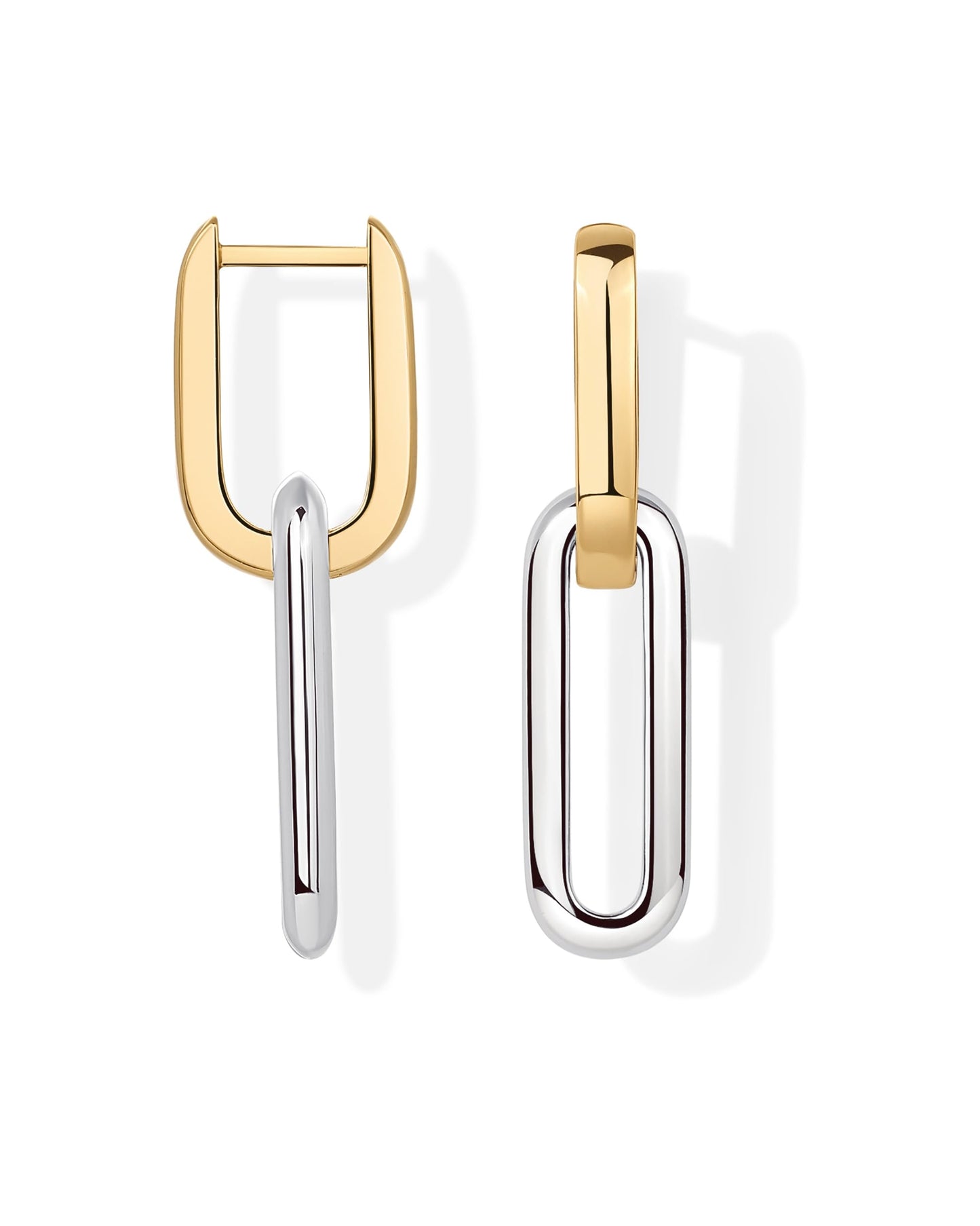 PAVOI 14K Two-Toned Gold Plated Convertible Link Cubic Zirconia Earrings for Women | Yellow White Drop Dangle Link Chain Earrings