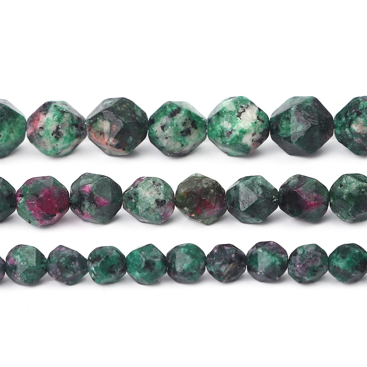 BEADIA Faceted Natural Zoisite Stone Round Beads 8mm 36cm/Strand for Jewelry Making