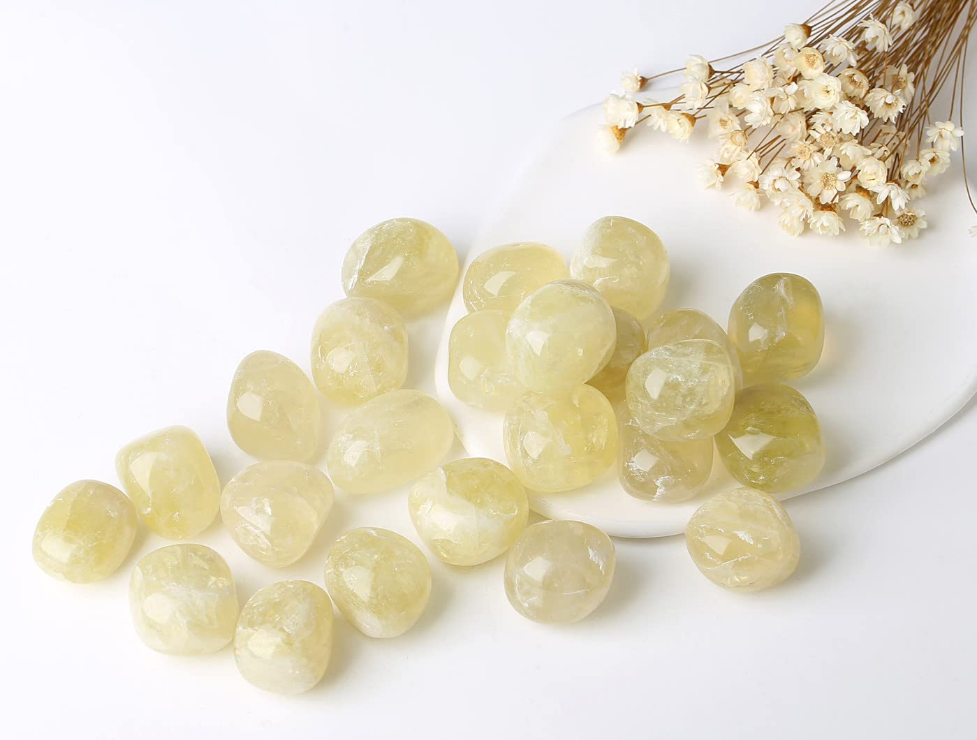 MAIBAOTA Citrine Crystals Bulk Tumbled Crystals Polished Stones Natural Gemstones Decorative Stones for Vase Reiki Witch Quartz Crstal Stones