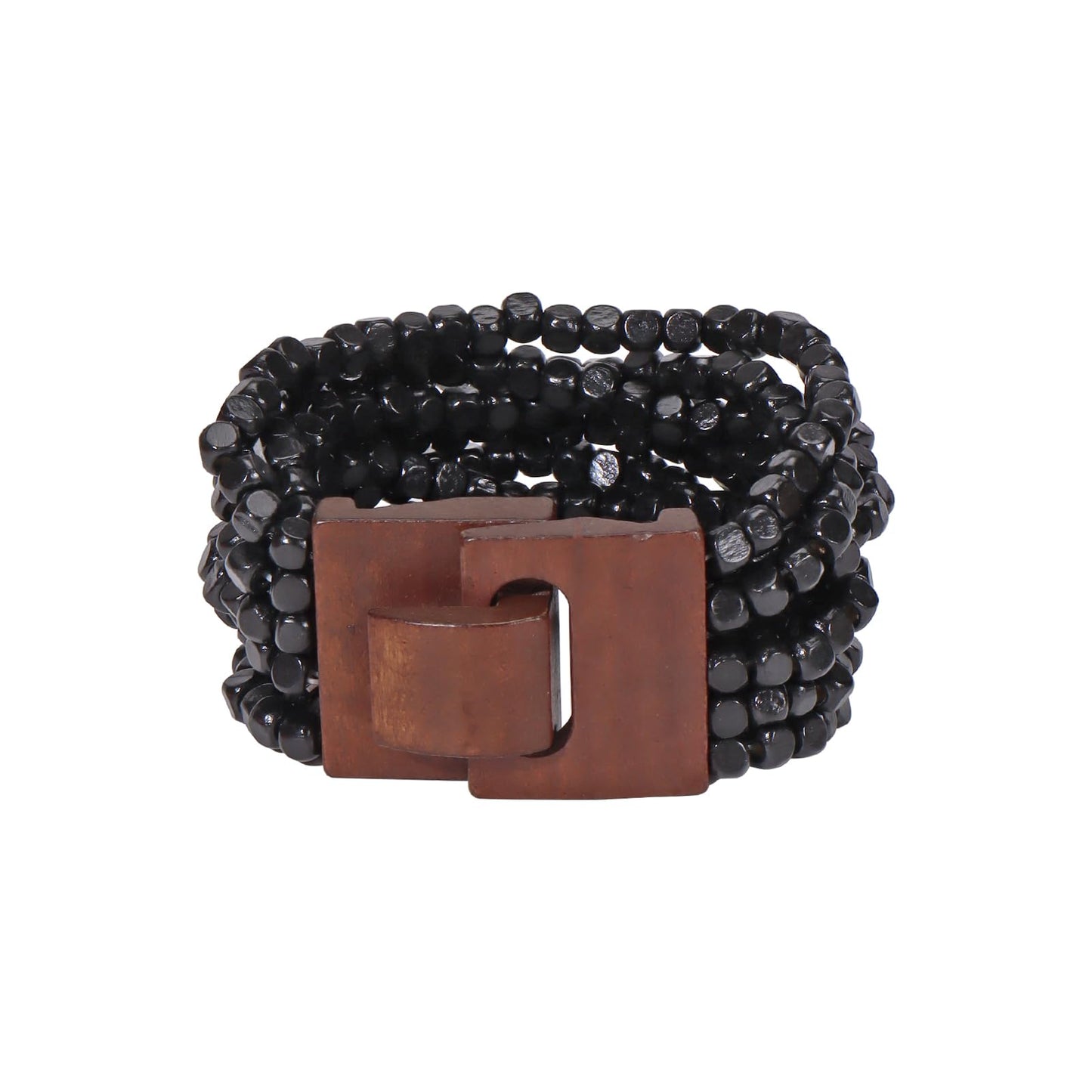 Coiris Boho Bangle Bracelets for Women Wooden Beaded Bracelets Chunky Bohemian Beach Bracelets Jewelry for Women(BR1235-Black)