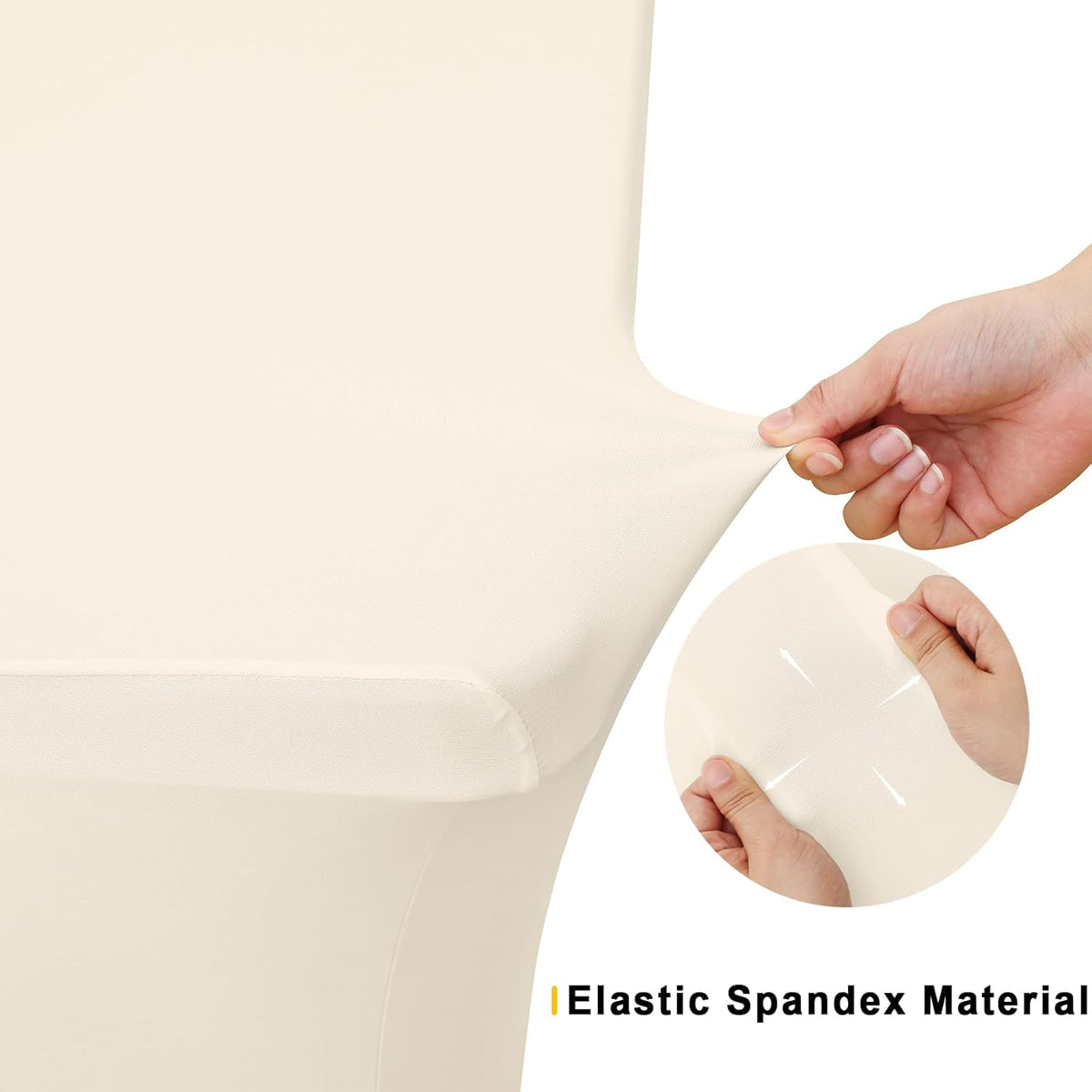 Smiry 2 Pack Spandex Table Cloth 4FT, Elastic Fitted Stretch Tablecloths, Washable and Wrinkle Free Rectangular Patio Table Cover for Outdoor, Wedding, Banquet & Parties (Beige, 48Lx30Wx30H Inch)