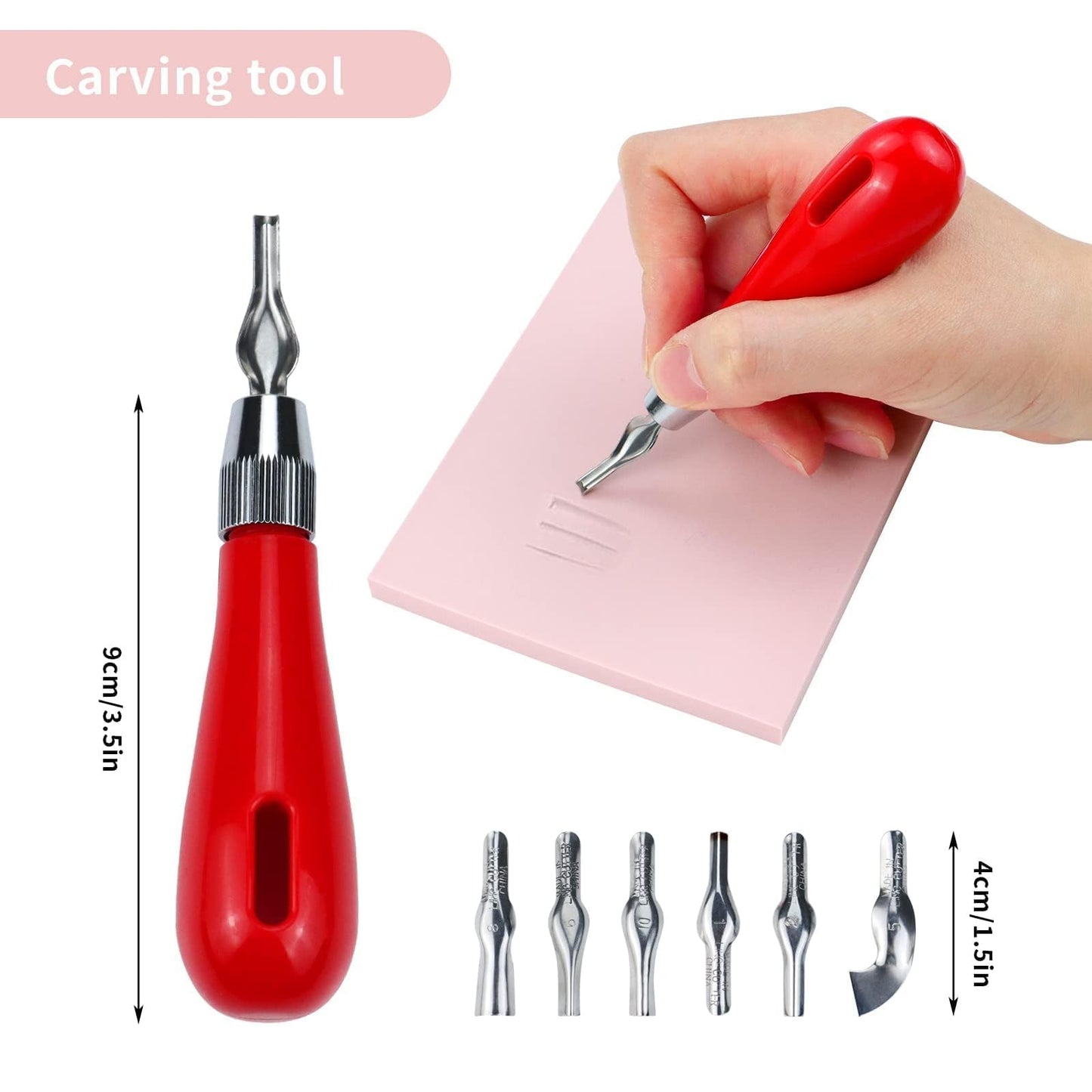 Linocut Kit for Printmaking & Stamp Carving - 4Pcs 4"x6" Soft Rubber Linoleum Blocks with Brayer Roller & Carving Tools | Beginner & Artist Block Printing Craft Supplies